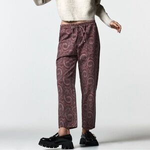 NWOT Zara Paisley pajama style straight leg cotton blend pants